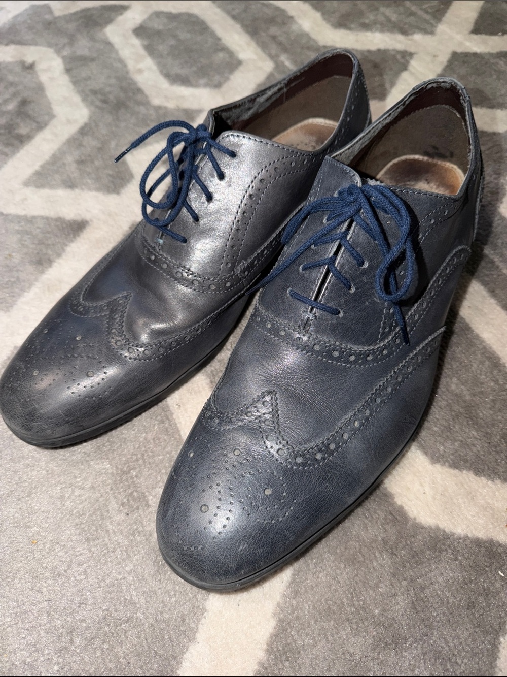 Men's Navy Wingtip Oxford Dress Shoes Men’s sz 13